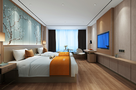 New Chinese Room Hotel Double Room 3d model