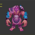 3D Helmeted Fantasy Warrior Model With Muscular Build Blue Flame Arms And Skull Decor