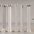 Various Roman Columns With Decorative Capitals And Different Color Finishes