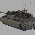 Military Camouflage Tank With Long Cannon Turret Antenna And Protective Cage