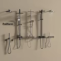 Poliform Wall Mounted Shower Systems With Various Head Types And Handheld Sprayers 3d model