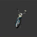 Vintage Blue And White Motorcycle With Red Seat Classic Body Design And Shiny Wheels