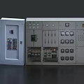 Industrial Electrical Control Panel With Open Door And Circuit Breakers Switches