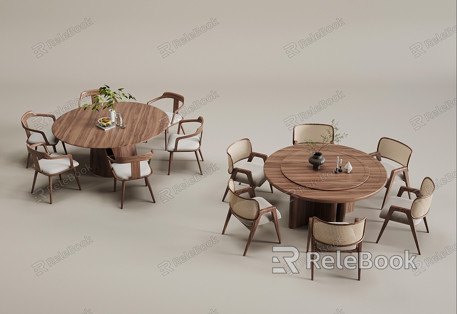 Quiet Wind Round Dining Table and Chair model