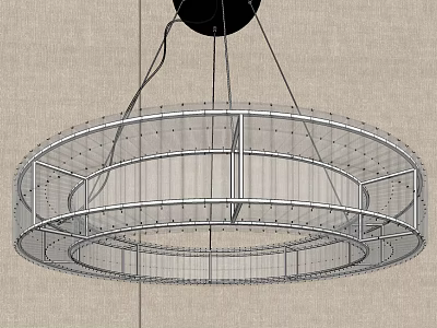 Modern Circular Chandelier With Metal Frame Grid Design For Interior Spaces 3d model