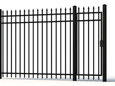 Black Metal Security Fence With Spiked Top For Residential And Commercial Use 3d model