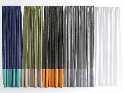 Colorful Window Curtains With Various Colors And Different Materials For Home Decor 3d model