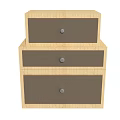 Wooden Bedside Table with Dark Gray Drawers and Light Wood Finish Modern Design