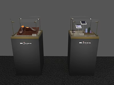 Black Display Shelves With Glass Cover For Product Display In Retail Store With Millon Logo 3d model