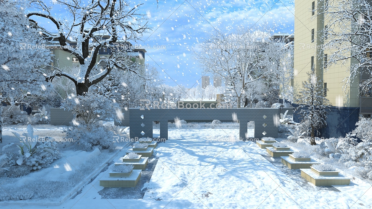 Modern Snow Scene District Snow Scene 3d model