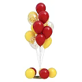 Bright Red Yellow and Golden Balloons Bunch With Base for Party Decoration