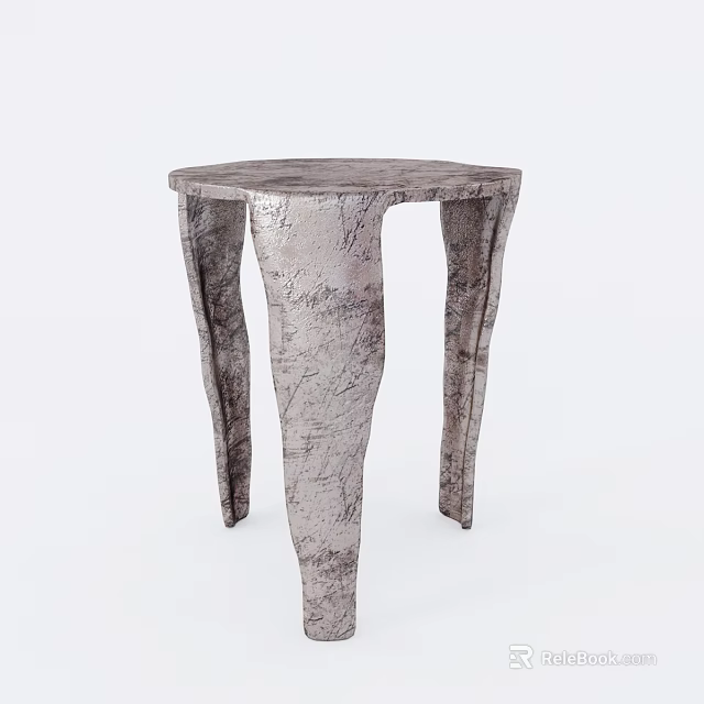 Modern Artistic Stool With Textured Gray Surface And Unique Leg Design 3d model
