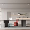 Modern Study Room Interior With Open Layout Desk Bookshelves And Comfortable Chairs 3d model