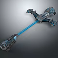 Futuristic Sci Fi Spaceship With Blue Energy Beam Connecting Two Sections Mechanical Details And Design