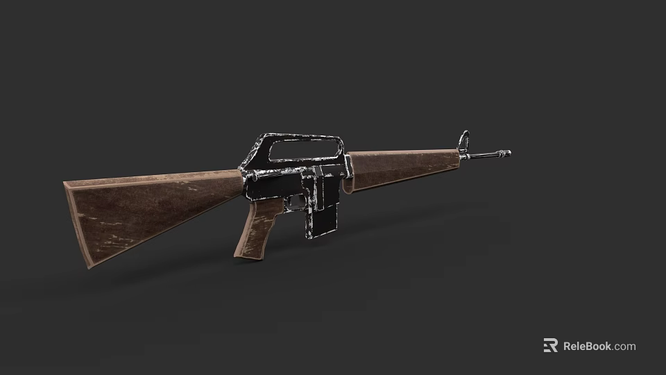 Vintage Rifle With Wooden Stock And Black Metal Classic Design Elements 3d model 