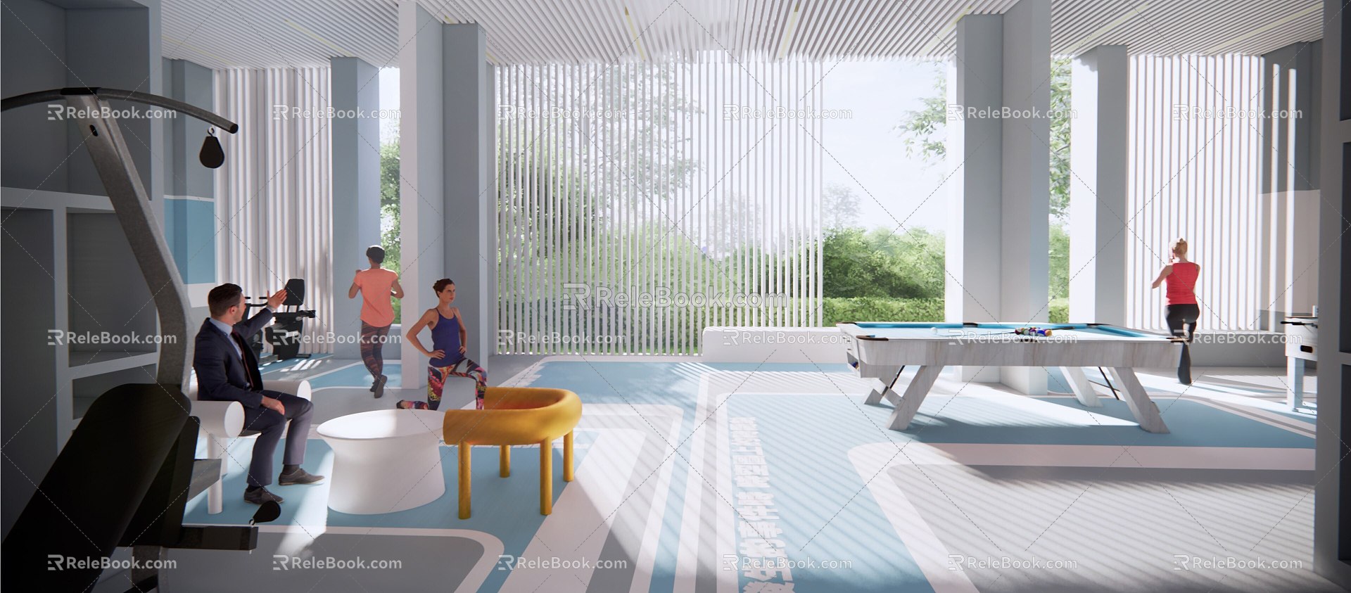 Modern Residential Area Overhead Floor Fitness Space Children's Activities Elderly Activities Meeting Space 3d model