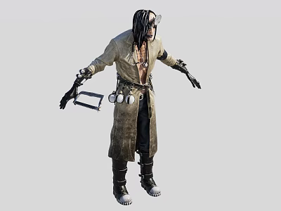Game Movie Character Featuring Dreadlocks Goggles Tattered Long Coat Utility Belt And Combat Boots 3d model
