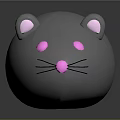 Cute Gray Round Game Movie Character Mouse With Pink Glowing Ears And Eyes