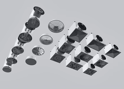 Modern Vent Kitchen Stainless Steel Outtake Duct Combination Metal Stainless Steel Duct 3d model