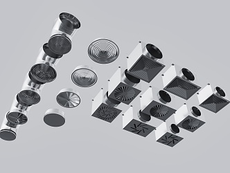 Modern Vent Kitchen Stainless Steel Outtake Duct Combination Metal Stainless Steel Duct 3d model