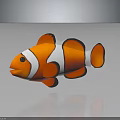 Realistic Clownfish With Orange White Stripes And Black Edges In 3D Rendering