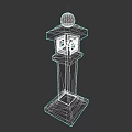 Traditional Stone Lantern With Square Base And Carved Pillar Top Sphere