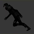 Sci Fi Tactical Figure Wearing Black Suit And Helmet Running In Gray Background