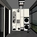 Modern Laundry Room Interior With Storage Cabinets Washing Machine Dryer And Window View 3d model