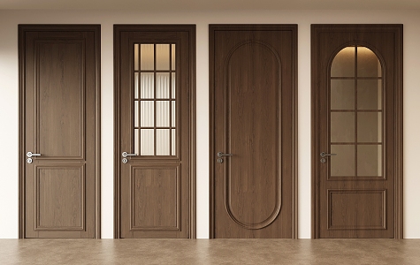 Middle ancient style retro style wooden door interior door single door toilet door 3d model