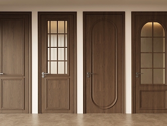 Middle ancient style retro style wooden door interior door single door toilet door 3d model