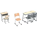 Various Other Desk Chair Sets with Wooden Tops and Metal Legs for School Use