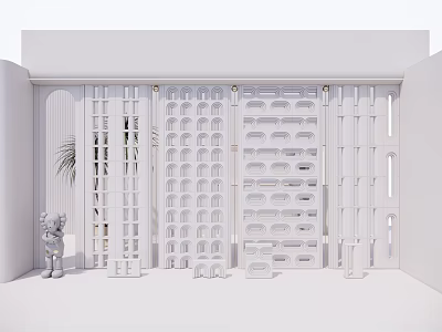 White Room Dividers With Intricate Geometric Patterns In Modern Interior Space 3d model