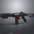 Futuristic Sci Fi Weapon Rifle With Black Body Red Accents Magazine And Scope Design