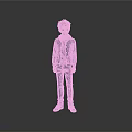 3D Character Model Of Boy In Dark Blue Jacket Gray Shirt Blue Pants Gray Shoes