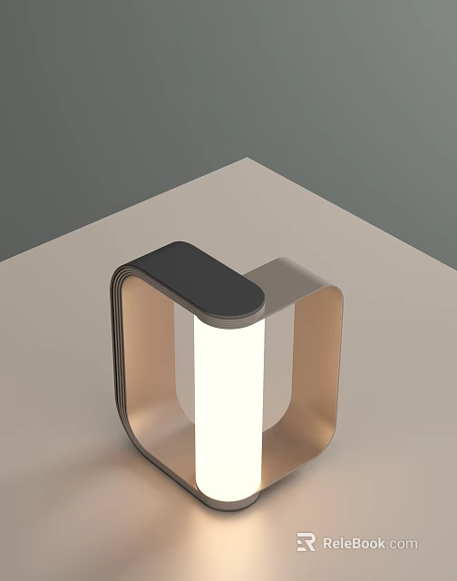 Modern Minimalist Desk Lamp With U Shaped Metal Frame And Transparent Acrylic Shade 3d model 