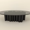 Modern Oval Coffee Table With Transparent Glass Top And Black Cylindrical Legs Design