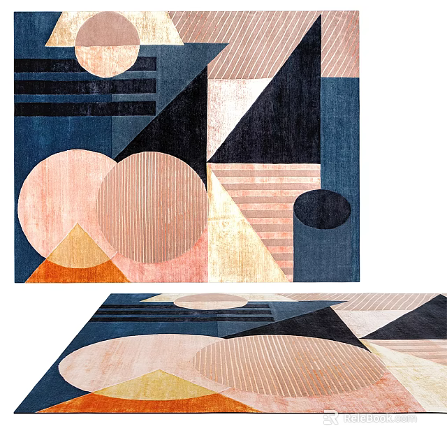 Square Rug With Geometric Patterns And Colorful Modern Design For Home Decor 3d model 