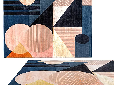 Square Rug With Geometric Patterns And Colorful Modern Design For Home Decor 3d model