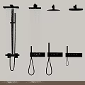 Black Wall Mounted Shower Systems with Multiple Heads and Handheld Sprayers 3d model