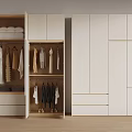Modern Wardrobe with Open Closed Design Hanging Clothes Folded Areas and White Cabinet Storage