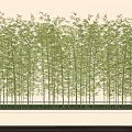 Lush Bamboo Plants Neatly Arranged In Rectangular Garden Bed Against Light Colored Wall 3d model