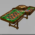 Wooden Roulette Gaming Table With Green Felt Surface And Number Markers
