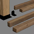 Stone and Wood Building Materials Featuring Wooden Beams Posts and Metal Brackets