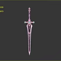 Decorative Sword With Golden Hilt Green Gemstone And Black Blade Design