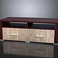 Modern TV Stand With Dark Wood Top And Light Wood Drawers With Handles