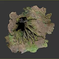 Natural Wooden Stone Decorative Stump With Intricate Roots And Textured Base