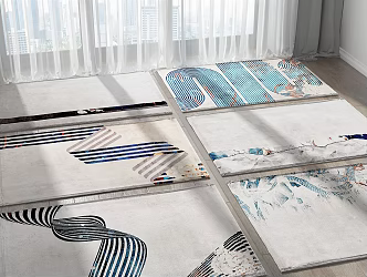 Modern Square Carpet Combo 3d model