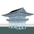 Chinese style building frame glass ancient building frame glass ancient building frame 3d model