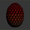 Red Scaled Mythical Dragon Egg With Detailed Textured Surface And Shiny Finish