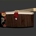 Traditional Chinese Stringed Instrument With Wooden Body White Panel And Red Decoration